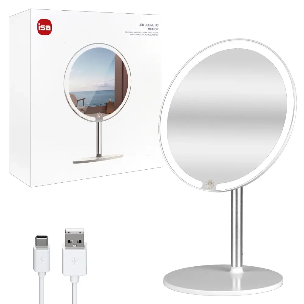 Настольное зеркало для макияжа с подсветкой ML-01 ISA белое