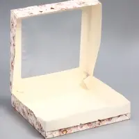 Коробка складная с окном «Пионы», 20×20×4 см