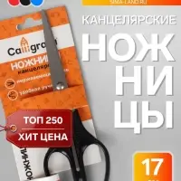 Ножницы канцелярские 17 см, CALLIGRATA, пластиковые ручки, в блистере