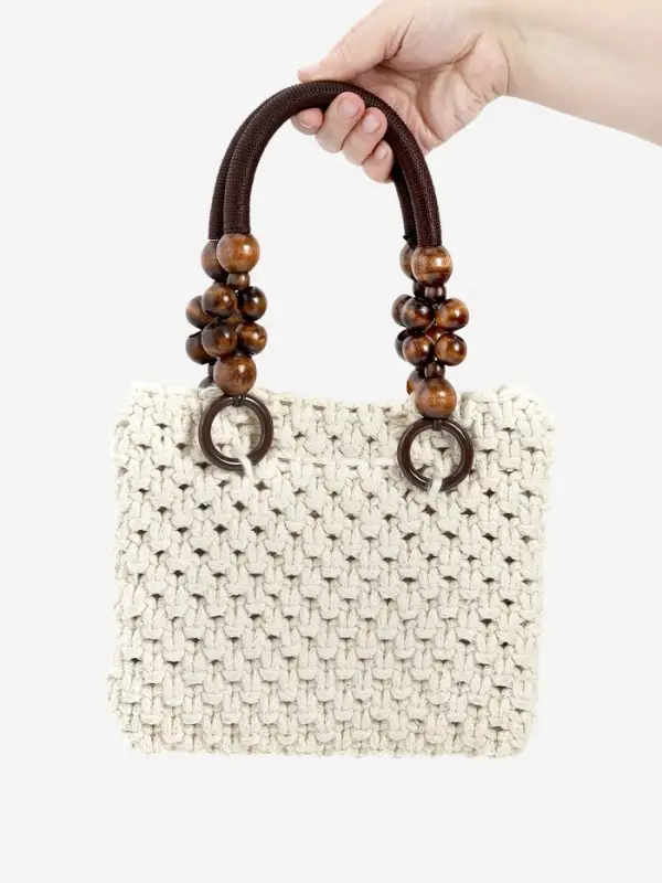 Ручки для сумки, 2 шт., вощёный шнур/дерево, 46.5&times;4 см, цвет коричневый