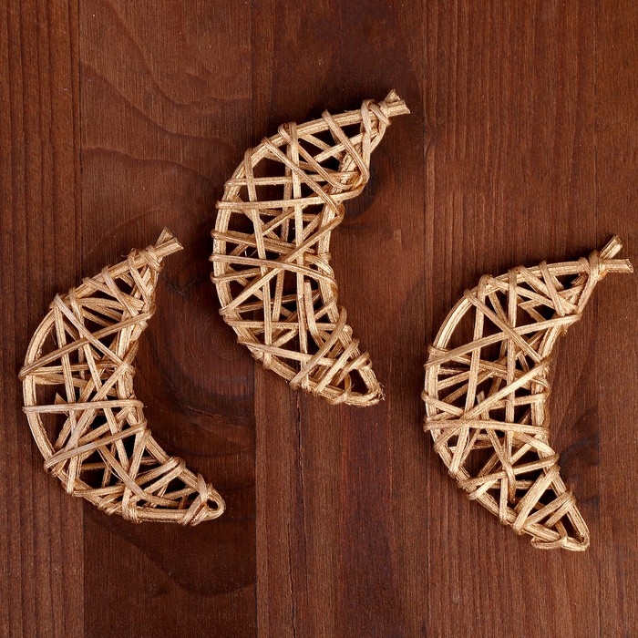 Декор для творчества из лозы «Месяц» набор 3 шт., размер 1 шт. — 7 × 3,5 см, цвет золото Декор для творчества из лозы «Месяц» набор 3 шт., размер 1 шт. — 7 × 3,5 см, цвет золото