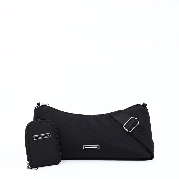 Сумка женская кросс-боди на молнии, 31&times;7&times;13 см, чёрная
