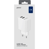 Зарядное устройство сетевое PERO TC02 2USB 2.1A белый