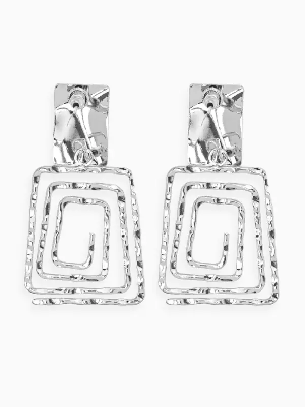 Серьги металл &laquo;Врата&raquo;, два квадрата, цвет серебро
