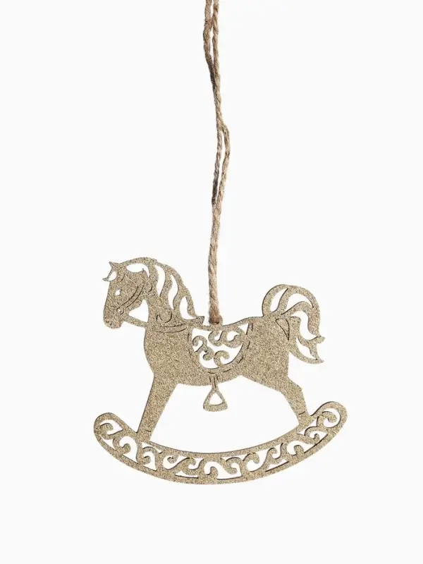 Ёлочное украшение Ёлочное украшение "Лошадка" резная 9х8 см, Золото
