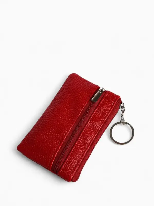 Ключница-кошелёк на молнии, с кольцом, размер 12&times;1&times;7.5 см, красная