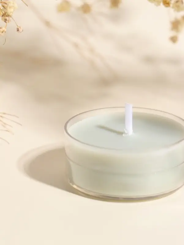 Чайная свеча ароматическая "Круглая" зелёная, аромат грейпфрут и мандарин 3,8х3,8х1,8 см