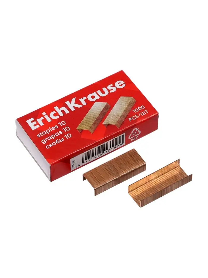 Скобы омеднённые №10, ErichKrause, для степлера, 1000 шт.