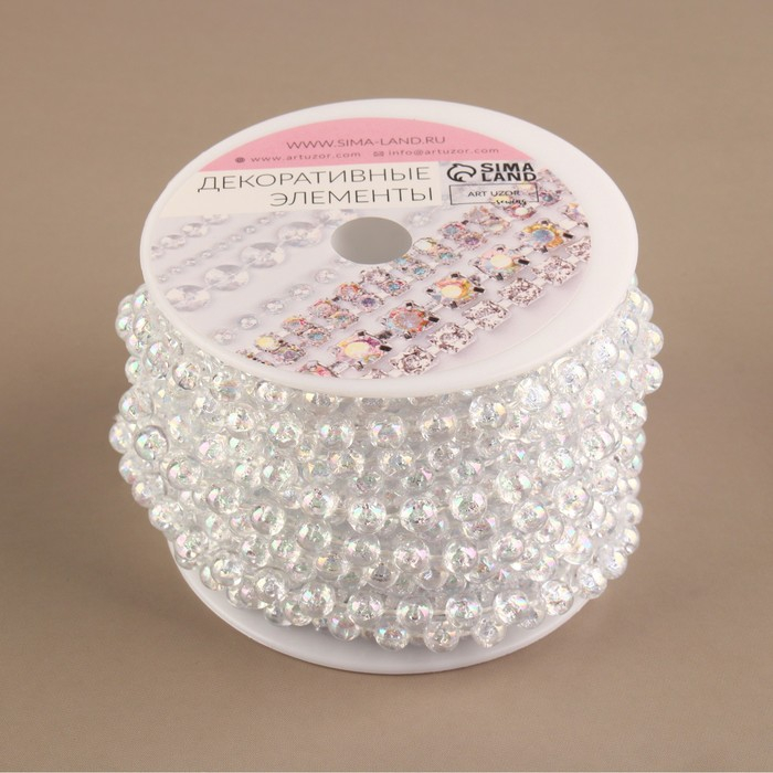 Бусы на нитях, с голографией, круглые, 6 мм, 9 ± 1 м, цвет прозрачный Бусы на нитях, с голографией, круглые, 6 мм, 9 ± 1 м, цвет прозрачный