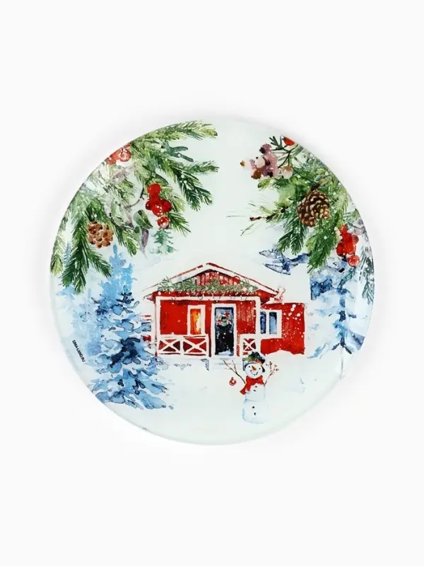 Тарелка плоская стеклянная &laquo;Новогодняя акварель&raquo;, d=20 см