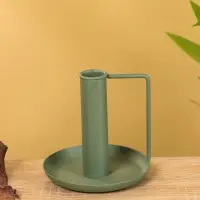Подсвечник на 1 свечу текстурный с ручкой и блюдцем «Болотный», 10×10×9.5 +/- 0.5 см