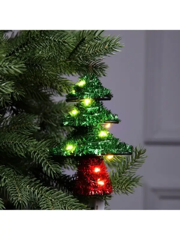 Светодиодная фигура из мишуры &laquo;Ёлочка зеленая&raquo; 17&times;13 см, 10 LED, от батареек AG10&times;3, свечение тёплое белое