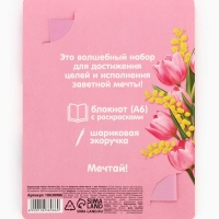 Блокнот с раскраской А6 и ручка "С 8 марта!"