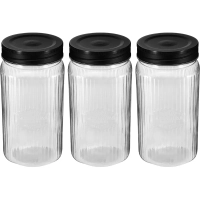 Банка квадратная с рельефом PREMIUM 1,3л, 3шт (Черный)