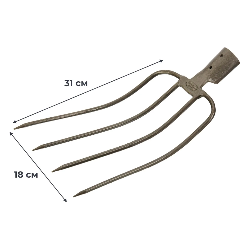 Вилы навозные Rusсад 4-рогие 18x31 см без черенка