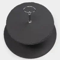 Этажерка для фруктов и десертов Magistro Valley, 2 яруса, d=25/20&times;24 см, сланец, чёрная