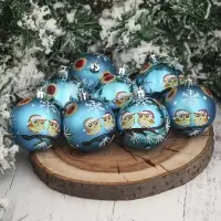 Ёлочные шары &laquo;Совята&raquo;, d=6 см, набор 8 шт., голубые