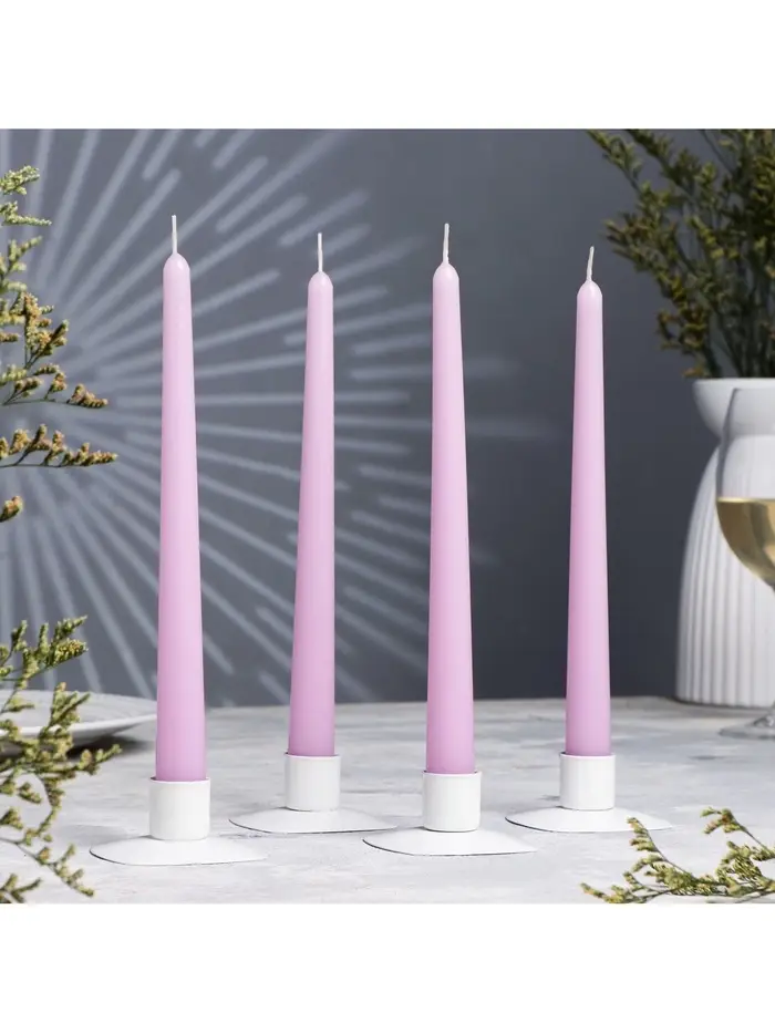 Набор свечей античных, 2.3&times;24.5 см, 5 ч, 55 г, 4 шт., сиреневая