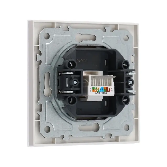 Розетка компьютерная TOT Matte Glass, стекло, скрытая, одноместная, белая