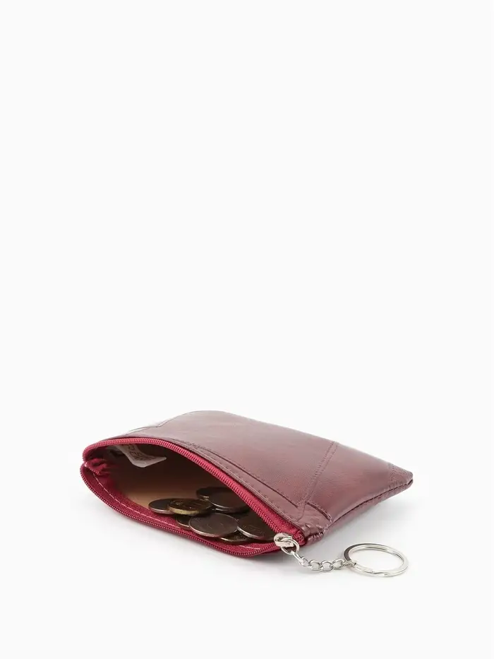 Кошелёк-монетница на молнии, однотонный, 15&times;0.5&times;11 см, бордовый
