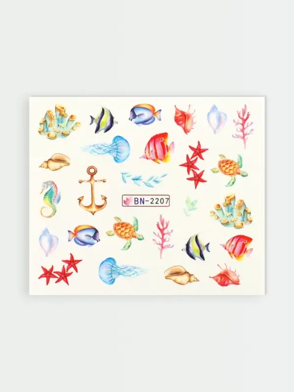 Слайдеры для ногтей «Шлейф моря», разноцветные