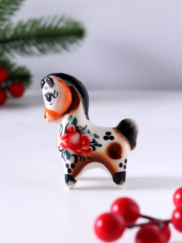 Сувенир Конь Мираж, 6,5х5,5х2,5 см, гжель, цвет Сувенир Конь Мираж, 6,5х5,5х2,5 см, гжель, цвет