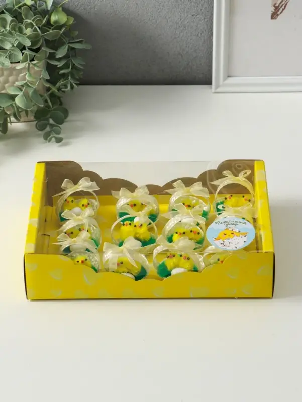 Фигурка пасхальная &laquo;Цыплята в корзинке с яичком&raquo;, набор 12 шт., 5&times;5&times;5 см