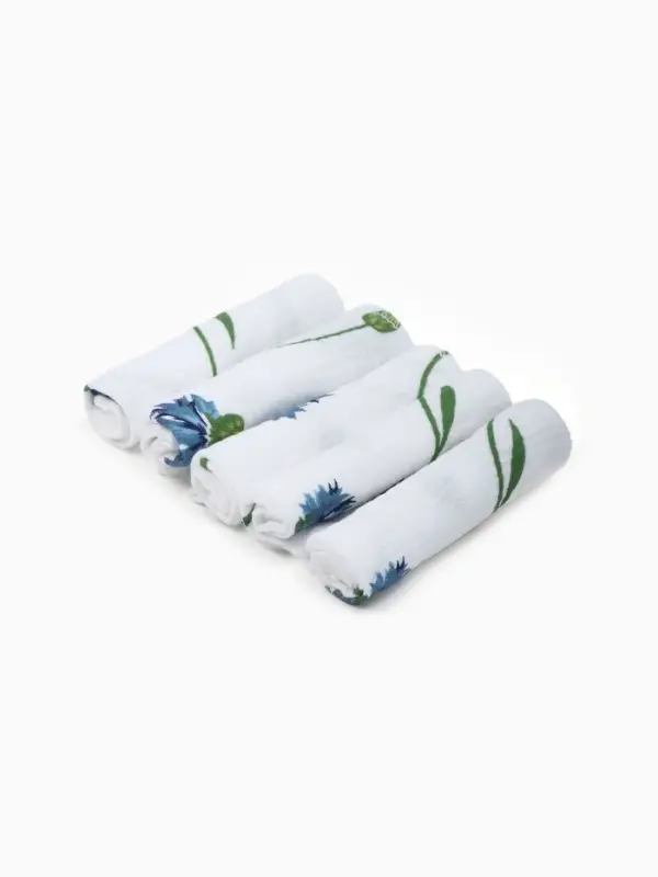 Набор платочков Крошка Я Cornflowers (вид 2) 20*20 см-5 шт, муслин, 100 % хлопок Набор платочков Крошка Я Cornflowers (вид 2) 20*20 см-5 шт, муслин, 100 % хлопок