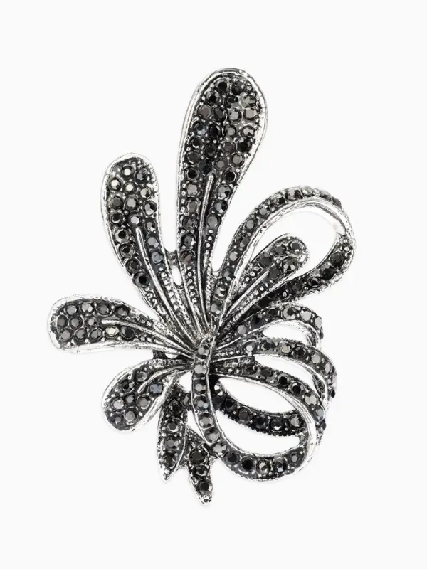 Брошь &laquo;Завиток&raquo;, из листьев, серая в чернёном серебре