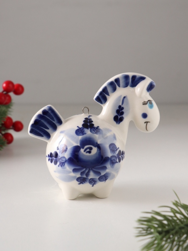 Ёлочный фарфоровый шар Ёлочный фарфоровый шар "Лошадь Русская" /авторская роспись/, 11 см