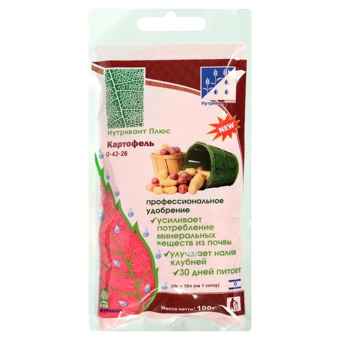 Удобрение Нутривант Плюс Картофель 0-43-28, 100 г Удобрение Нутривант Плюс Картофель 0-43-28, 100 г