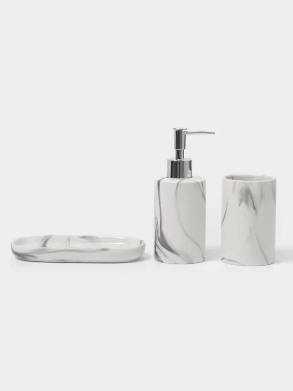 Набор аксессуаров для ванной комнаты &laquo;Сила&raquo;, 3 предмета, мыльница, дозатор для мыла 350 мл, стакан, серый