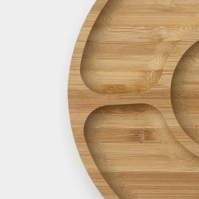 Менажница Striata, d=19.5 см, 5 секций, бамбук, бежевая