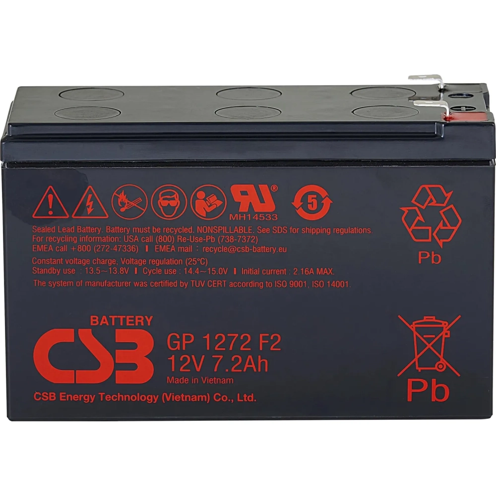 Батарея для ИБП CSB серия GP, GP1272 F2 CSB, 12В/7.2Ач, клеммы F2