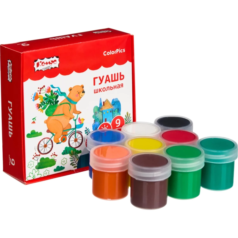 Гуашь Комус Класс ColorPics набор 9 цв, 20 мл