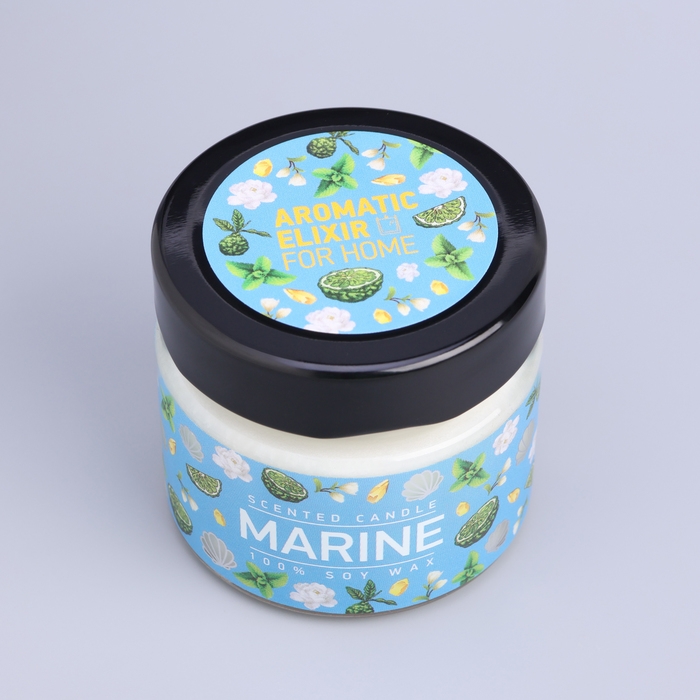 Свеча ароматическая в банке  Свеча ароматическая в банке "Морская вода", совый воск, 80 г