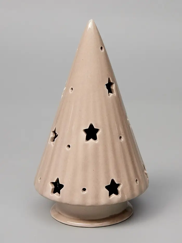 Светодиодная фигура &laquo;Ёлочка бежевая&raquo;, 16.7&times;9.7&times;9.7 см, 1 LED, керамика, от батареек LR44&times;3, тёплый белый свет