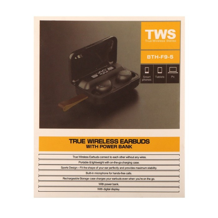 Наушники F9-5 VBT 1.28, беспроводные, вакуумные, водонепроницаемые, BT 5.0, 800 мАч, черные Наушники F9-5 VBT 1.28, беспроводные, вакуумные, водонепроницаемые, BT 5.0, 800 мАч, черные