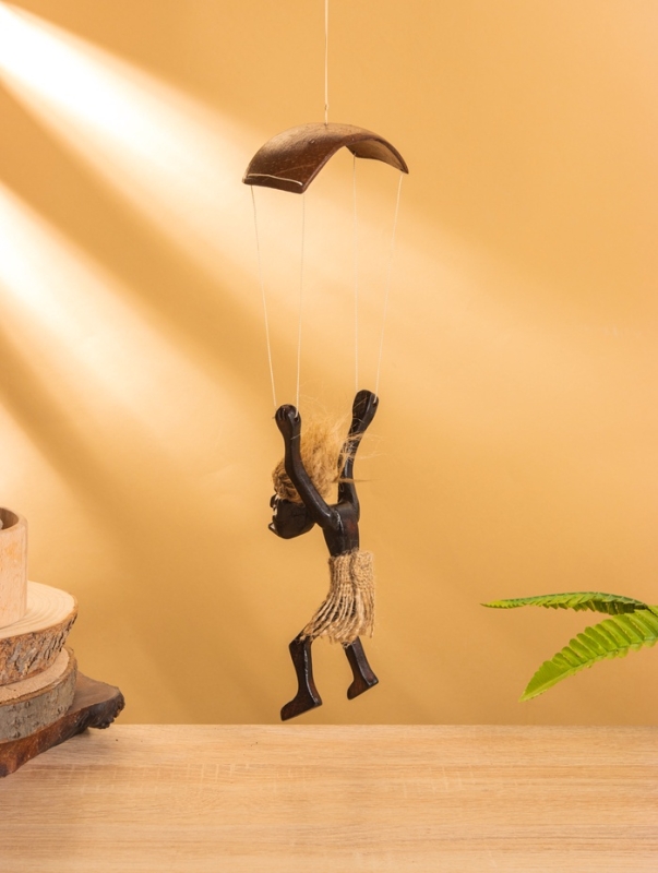 Сувенир  Сувенир "Абориген парашютист" дерево, кокос, 8х6х33 см