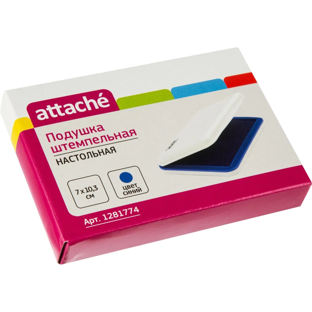 Подушка штемпельная настольная Attache синяя 70х103 мм пластик