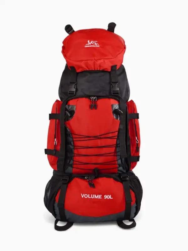 Рюкзак туристический, 90 литров, 6 наружных карманов, шнуровка, красный