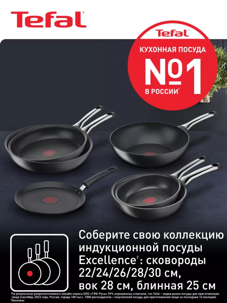 Сковорода вок Excellence 28 см с антипригарным покрытием
