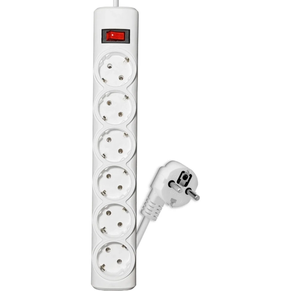 Сетевой фильтр PROGIX PG644 6р/10м/3,5кВТ/16А заземление, белый, ПВС 3х1.5