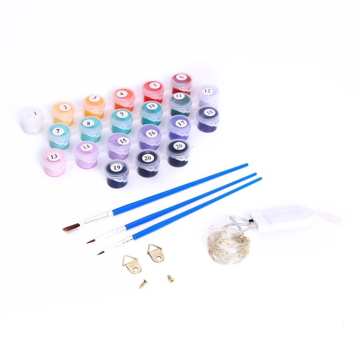 Картина по номерам на раме, с гирляндой «Озеро», 30х40 см Картина по номерам на раме, с гирляндой «Озеро», 30х40 см