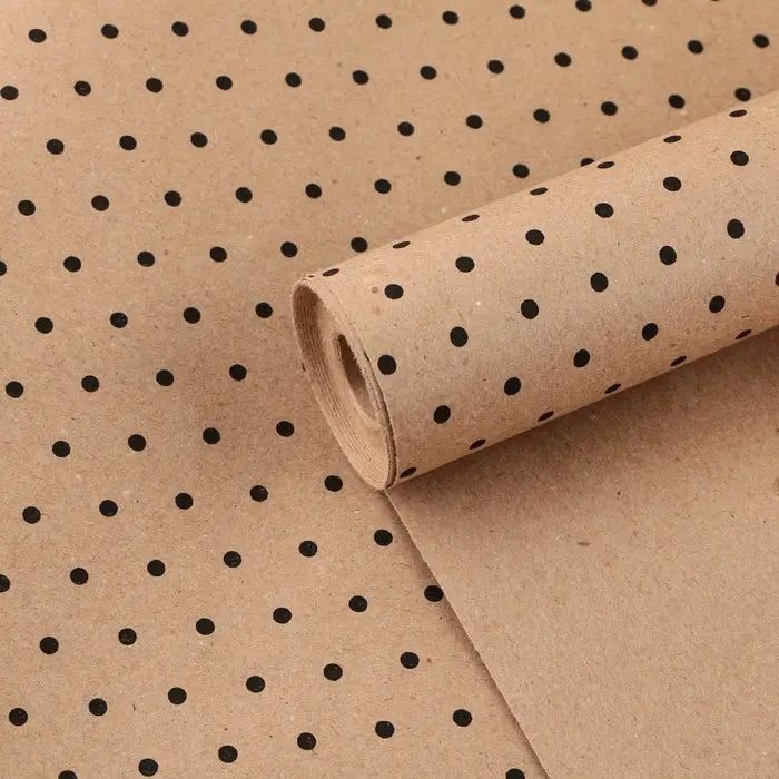 Бумага упаковочная крафт в рулоне &laquo;Горох черный&raquo;, 0.5 х 8 м