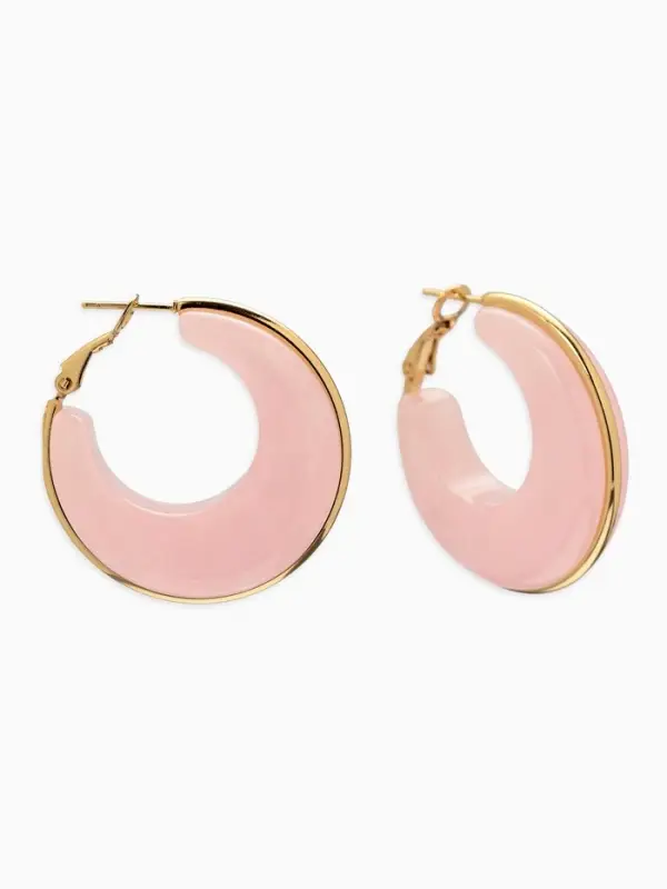 Серьги-кольца акрил &laquo;Тренд&raquo;, розовые в золоте