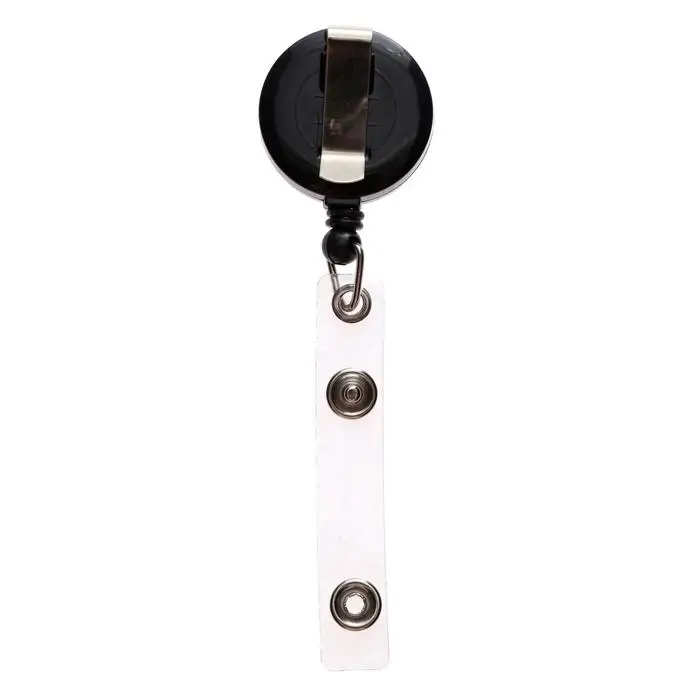 Держатель - рулетка для бейджей, 75 см, петелька, клип, чёрный