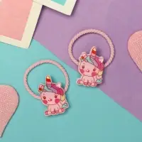 Резинка для волос "Крошка глянец" (набор 2 шт) единорожка весёлый, 3 см, розовый