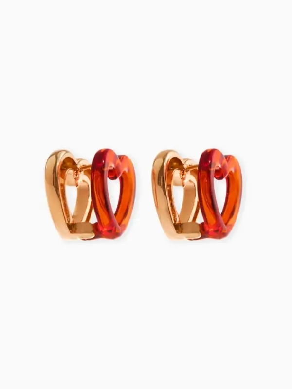 Серьге &laquo;Сердце&raquo; двойное, коричневая в золоте