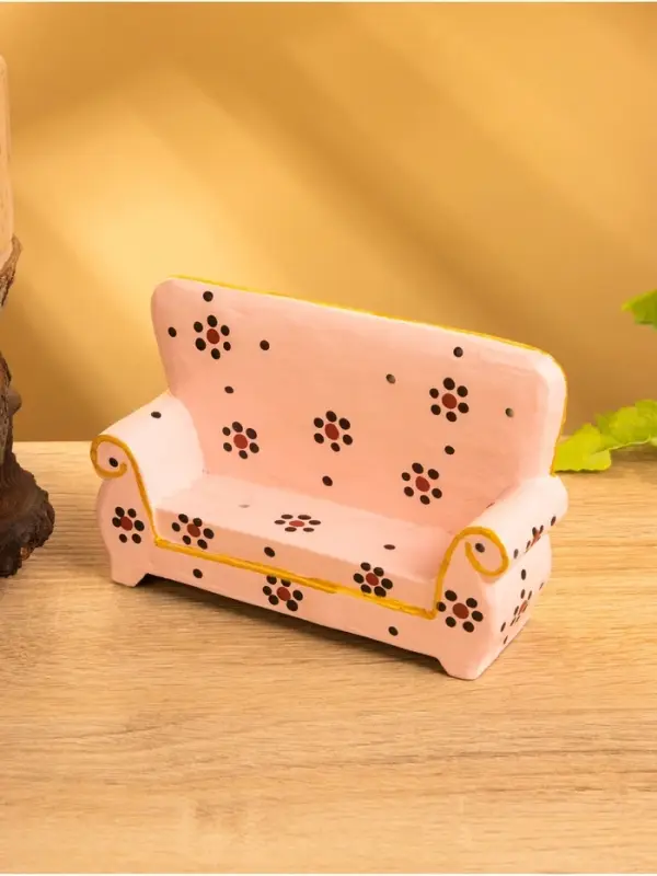 Мебель для кукол &laquo;Диван с цветами&raquo;, 13&times;4&times;9 см, дерево, розовая
